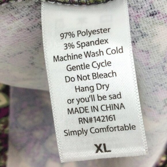 Lularoe Carly Dress Women's Size XL Black Purple Floral Short Sleeve Hi Low - Picture 6 of 6